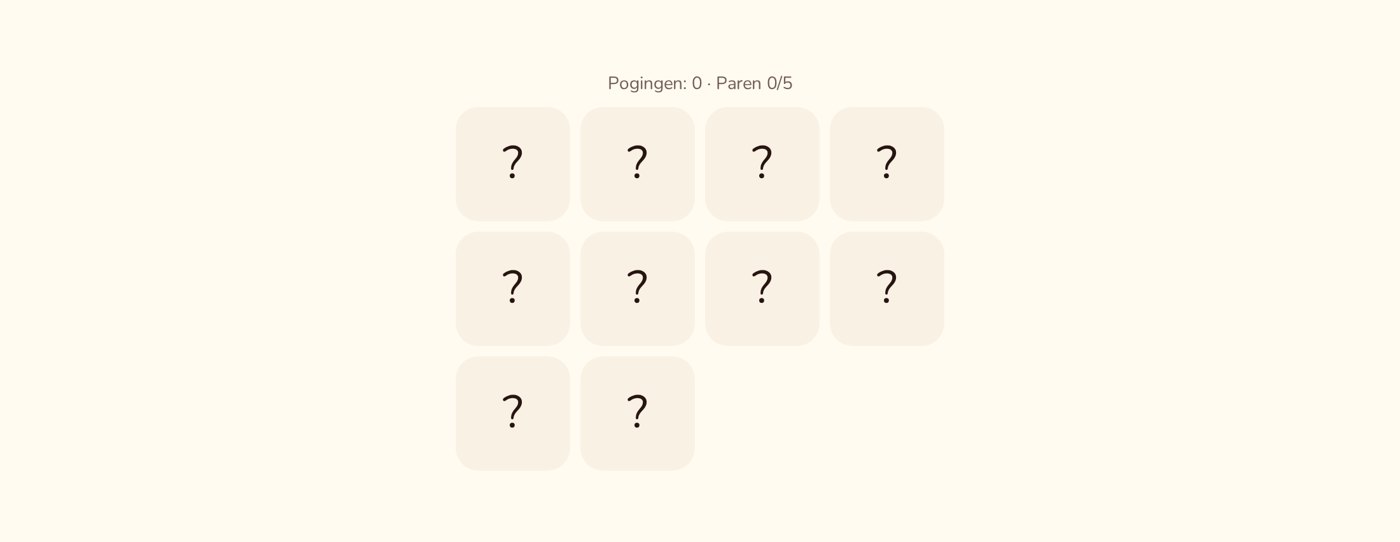 Memory-spel met omgedraaide kaarten