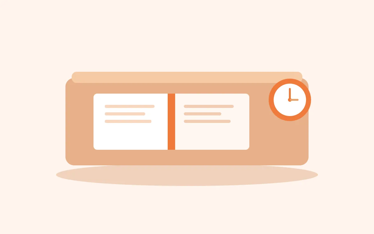Werkboek en ronde timer op een rustig bureau